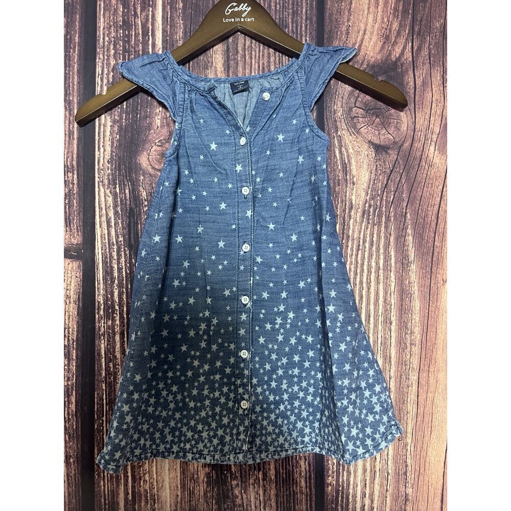 Gap Kids Girls Sz 4 Blue Denim Dress Stars Summer Spring 4th July